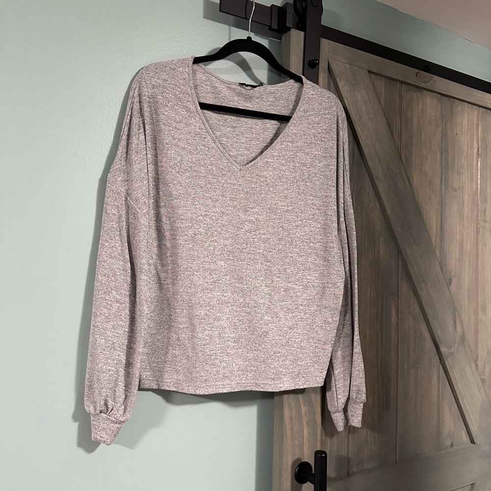 SHEIN Gray V-Neck Sweater